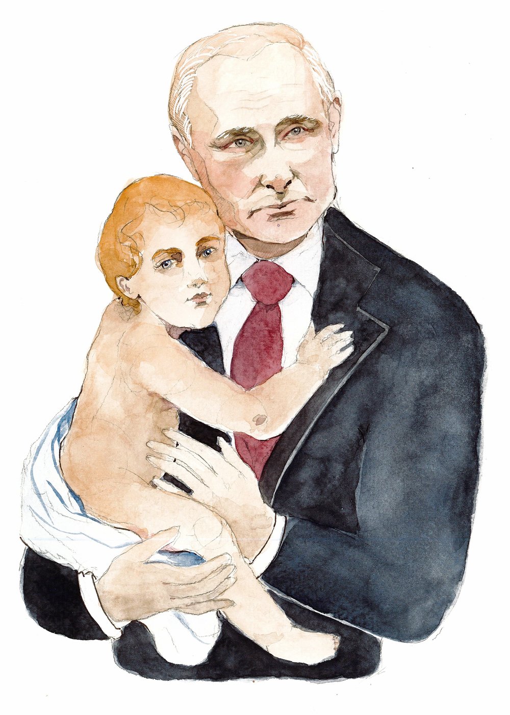 Vladimir Putin holding a baby.